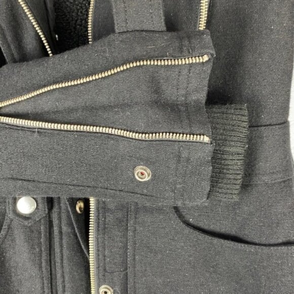 Billabong Black Wool Feel Jacket With Removable Sherpa Lining Womens Small - Picture 8 of 12